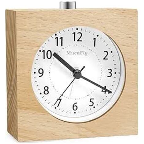 Analoger Wecker ohne Ticken, Holzdesign mit Schlummerfunktion, batteriebetrieben und strahlungsfrei, Tischwecker mit Nachtlicht für Schlafzimmer, Kinderzimmer und Büro. (1/5)