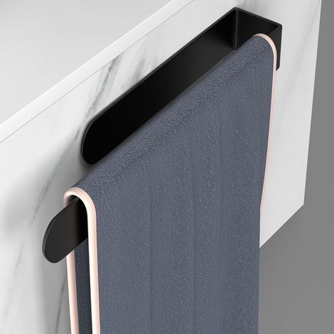 No-drill bathroom towel rack, self-adhesive towel rack 30 cm, black (1/5)