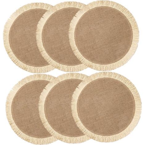pièces Set Table Ronds Jute Lavables Nappes Tissées Résistantes Chaleur pour Protection de Table sous Assiettes et Coupes pour Cuisine et Salle à Manger (1/5)