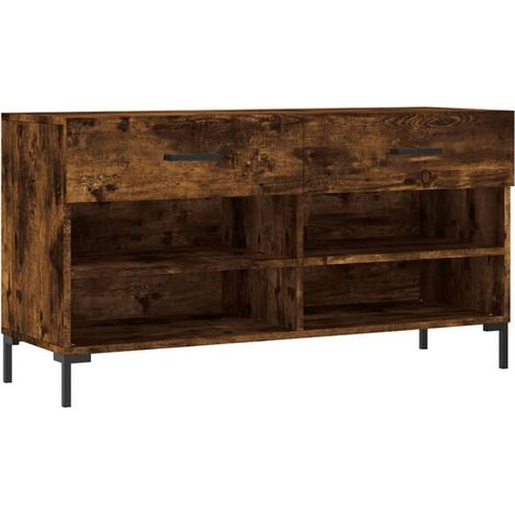 Tabouret à chaussures en chêne fumé, 102 x 35 x 55 cm, bois composite (1/5)