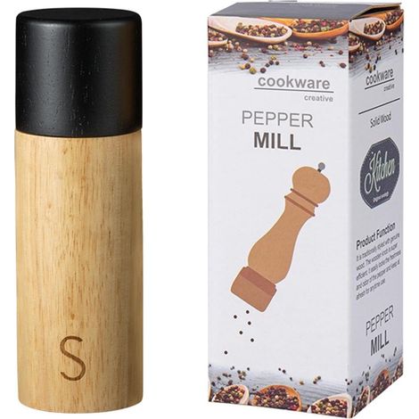 Moulin à sel et à poivre manuel, moulin à sel et à poivre en chêne, moulin à sel et à poivre rechargeable avec mécanisme de broyage en céramique réglable, couleur bois. (1/5)
