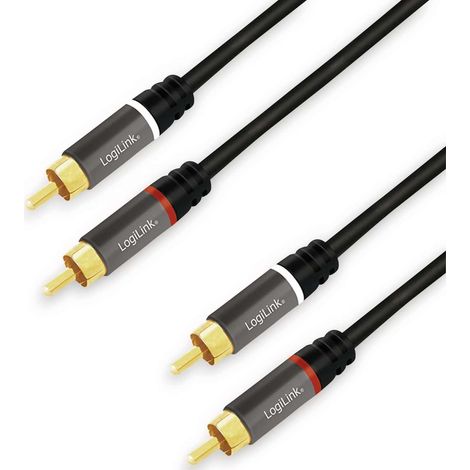 LOGILINK Cinchkabel CA1209, 10 m, 2x2 Cinchstecker, schwarz (1/4)