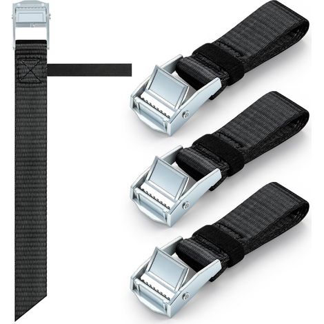 Lot de 4 sangles d'arrimage courtes noires de 50 cm pour porte-vélos Petite sangle de serrage avec fermeture à pince Largeur 25 mm Sangle de fixation avec serre-câbles (1/5)