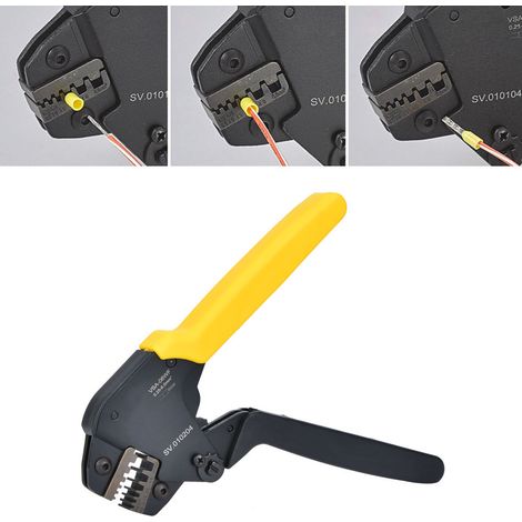 Pince à sertir automatique en acier au carbone 0,25-6,0 mm² AWG23-10 jaune noir 177 mm pour cosses tubulaires froides électricien 1 pièce (1/5)