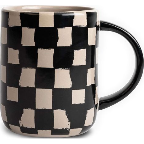 Tasse à café Liz Check en faïence de couleur noire, volume 280 ml, 5283907501 (1/2)