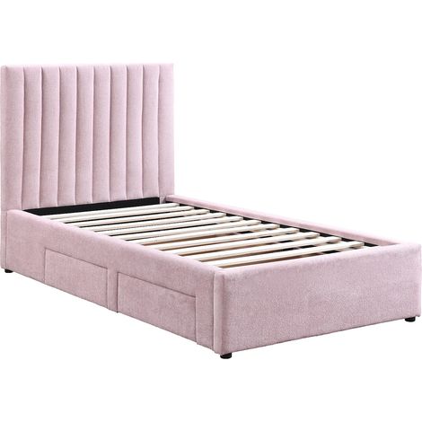 Letto 90 x 190 cm con 2 cassetti Tessuto Rosa - SARAH (1/5)