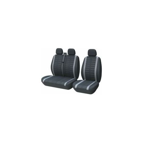 Housses de siège universelles pour la plupart des camions, fourgonnettes et autobus - Sièges avant 1 et 2 (3 places) - Housses de siège universelles - Ensemble complet - Tissu lavable - Gris (1/2)
