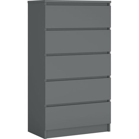Commode 5 Tiroirs, Anthracite, 70 x 39 x 125 cm (1/5)