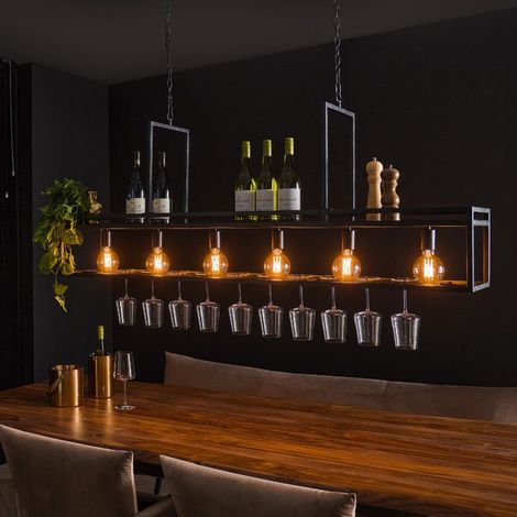 Luminaire suspension industriel en métal bar à verre WINE (1/4)