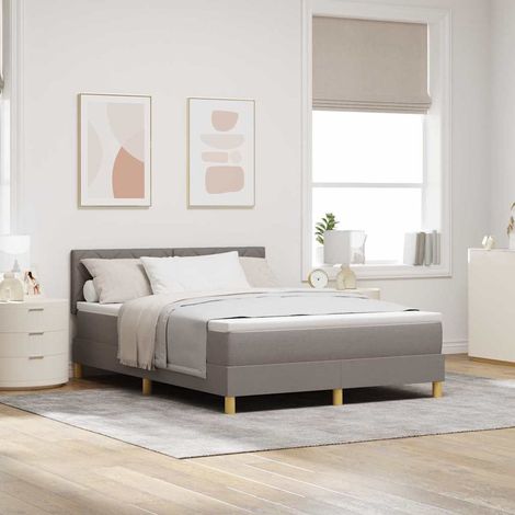 LED Boxspringbett mit LED-Lichtleisten Taupe 160 x 200 cm Stoff