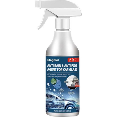 Anti Pluie pare Brise, Anti Buée Voiture, Revêtement Hydrophobe pour Pare-brise, Nettoyant Vitre Voiture, Film Oléophobe Pour Vitres D'automobiles, Nettoyant Anti-pluie et Anti-buée pour Vitres,60 ml (1/5)