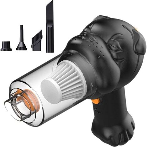Aspirapolvere portatile per auto, aspirapolvere a forma di testa di cane e soffiatore d'aria, potente aspirapolvere portatile per solidi e liquidi con luce LED e bocchette multiple per auto, casa e uf (1/4)