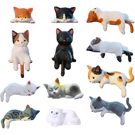 Mini statuetta di animale – Resina 3 cm  Ornamento compatto a forma di gatto  Per vaso (1/5)