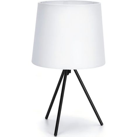 Lampadaire Trépied Métal Style Nordique Noir et Blanc Sans Ampoule Douille E14 Déco Intérieur (1/3)
