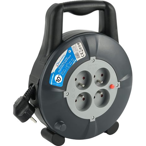 1 Enrouleur Rallonge, 10m, 16A, Câble HO5 VV-F, Section 3G1,5 mm², Usage Domestique (1/4)