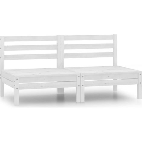 Maison Exclusive - Canapé à 2 places de jardin Blanc Bois de pin solide (1/5)