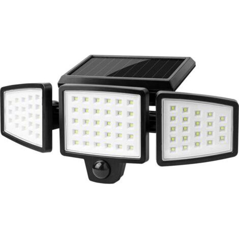 FENOPLASTICALampes solaires de sécurité, projecteurs solaires 1000 lm avec 3 têtes réglables à 360°, étanche IP65, éclairage solaire à grand angle d'éclairage extérieur pour allée de garage de cour (1/4)