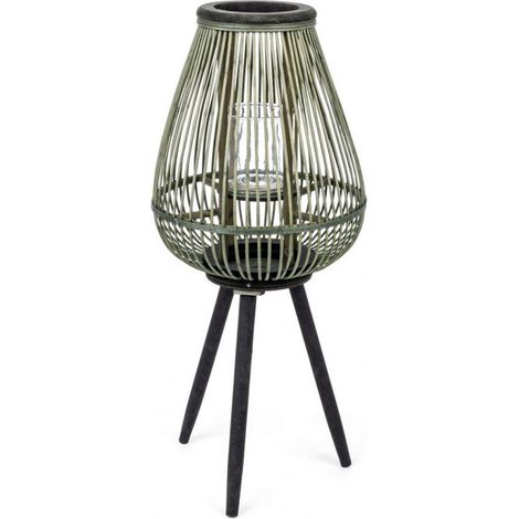 Lanterna con tre piedi da esterno in bamboo decorazione per giardino h 61.5 cm (1/3)