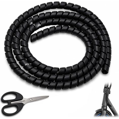 200cm Gaine Spirale Flexible Noir avec Ciseaux, Protection Câble Électrique en TPU pour Trottinette M365/Pro, Organisateur de Câbles pour Vélo, Moto et Bureau (1/5)