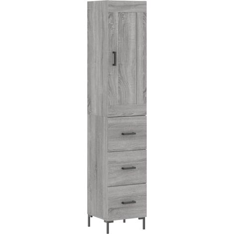 Maison Exclusive - Credenza Grigio Sonoma 34,5x34x180 cm in Legno Multistrato