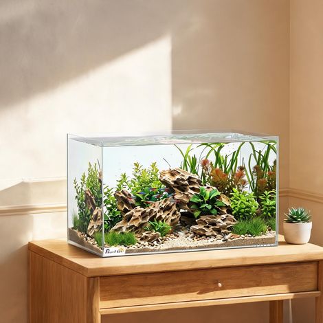 Aquarium en verre trempé 43L avec tapis protecteur 50 x 30 x 30 (1/5)
