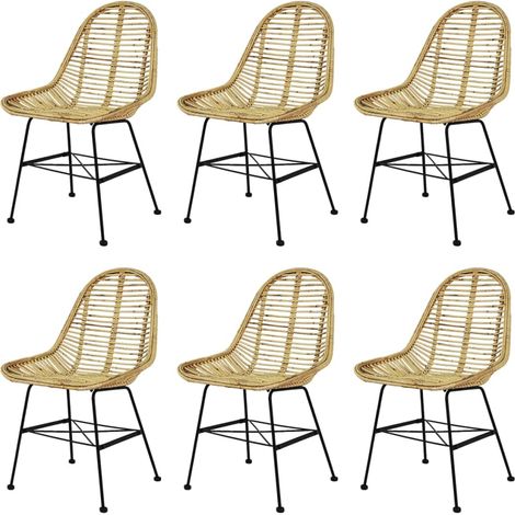 Esszimmerstühle 6 Stk. Rattan Natur