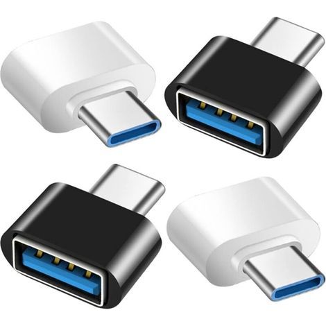 USB-C to USB Adapter (4-Pack), USB-C to USB 3.0 OTG Adapter, USB Female to USB-C Male Compatible with MacBook Pro, Samsung Galaxy, Type-C Phones and More (2 Black and 2 White)