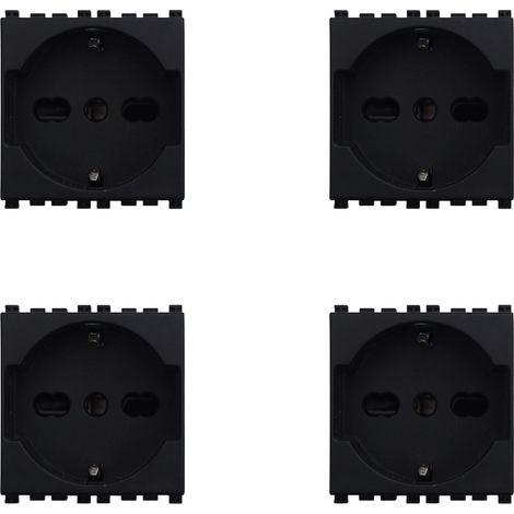 gloca Presa Schuko 2P+T 16A Compatibile Arké (4, Nero) (1/4)