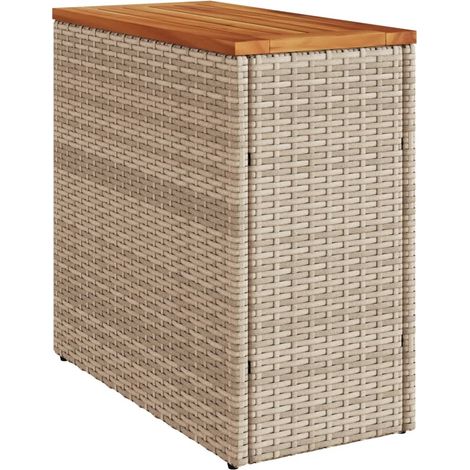 Table d'appoint de jardin dessus en bois beige 58x27,5x55 (1/5)