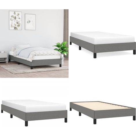Cadre de lit sans matelas gris foncé 90x200 cm tissu - Cadre De Lit - Lit Simple - Lit Gris - Lit Tissu - Meubles Chambre À Coucher - Home & Living (1/5)