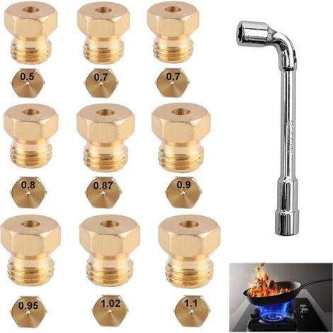 9 Pièces Gicleur Gaz Butane Universel Avec Clé Gicleur Gaz Bouteille, Gicleur Gaz de Ville, Injecteur Gaz Butane,Buses et Injecteurs (1/5)