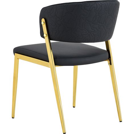 Set de 2 sillas de comedor modernas en PU negro con estructura metálica MODENUIT (1/5)