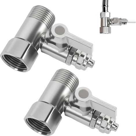 Lot de 2 adaptateurs de raccordement d'eau en T - 3/8 x 3/8 x 1/4" - Pour le raccordement de 2 appareils - Raccord d'eau - Répartiteur de tuyau d'arrosage