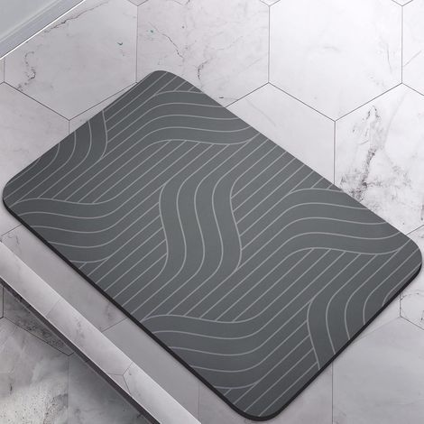 Alfombrilla de baño antideslizante con base de goma absorbente, de secado rápido y lavable, cuadrada, para ducha y bañera. (1/5)
