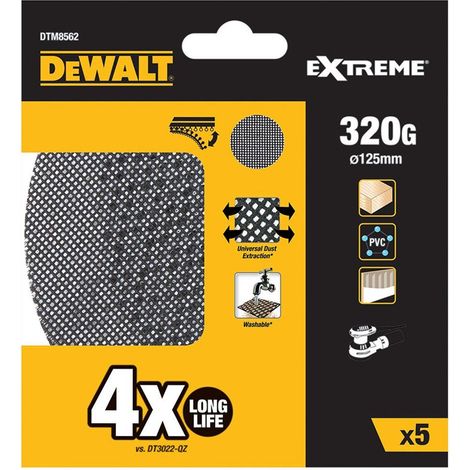 DEWALT DTM8562-QZ abrasivi a maglia - 5 dischi per levigatrice roto orbitale 125mm grana 320