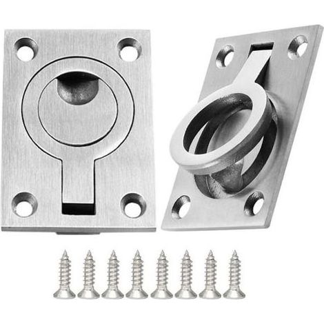 Handle of Drawer 2 Pieces Locker Cabinet Handle Handles in Stainless steel Boats Handle Marine Trappe Recessed for Boat Handle of Tension Recessed with 8 Screw (64 x 46 mm)- (1/5)