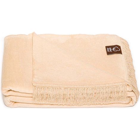 Coperta in cotone-acrilico 150x200 beige chiaro (1/3)
