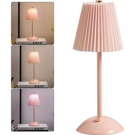 Lampe de chevet rechargeable nordique CC, base en métal plissé, veilleuse décorative pour chambre et salon (1/5)