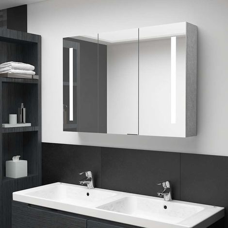 Teenpull – LED-Spiegelschrank fürs Bad Betongrau 89x14x62 cm (1/5)