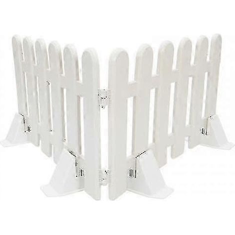 Clôture en plastique, tête ronde et lisse, lot de 2 avec 4 bases, clôture de protection décorative pour jardin. (1/2)