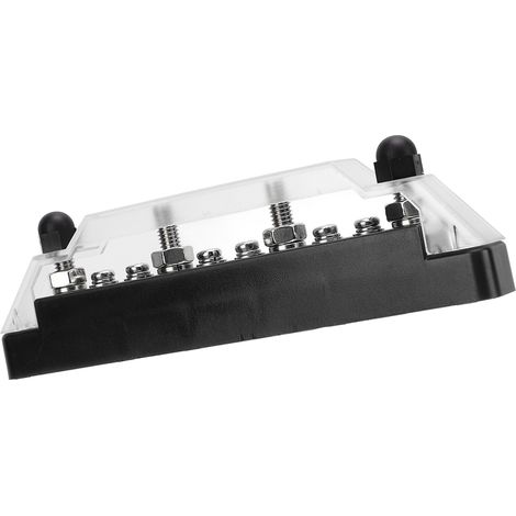 Bloc de distribution électrique 10 voies, 4 bornes M6 + 6 vis M4, pour voiture, camion, yacht, camping-car, négatif noir (1/5)