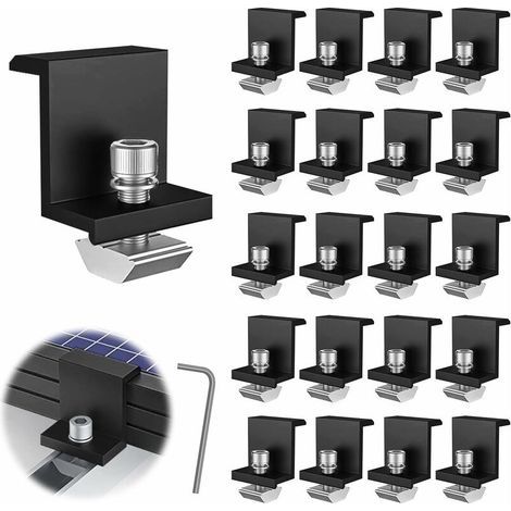 20 Stück Solarmodul-Montagehalterungen, 30-mm-Solarmodul-Befestigungsset, für Photovoltaik-Montageschienen (1/5)