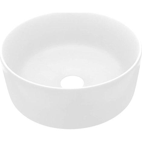 vidaXL Lavandino Lusso Rotondo Bianco Opaco 40x15 cm in Ceramica (1/5)
