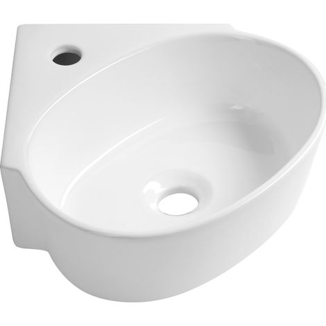 ECKERT Lavabo d'angle en céramique 36x36cm, blanc (1/3)