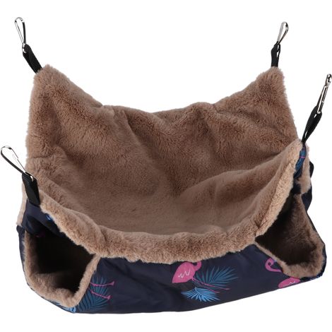Hamac double couche chaud pour animaux de compagnie, facile à nettoyer et à installer, sac de couchage suspendu pour écureuil (S Flamant rose) (1/5)