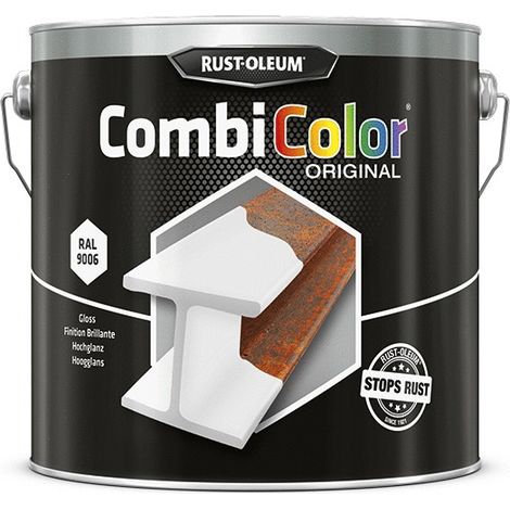 Peinture antirouille COMBICOLOR - aluminium blanc RAL 9006 - 2,5 L - RUST-OLEUM