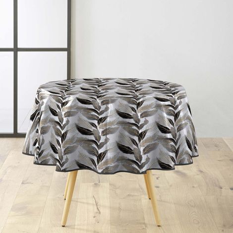 Nappe Toile Cirée Ronde "Oralia" 160cm Gris