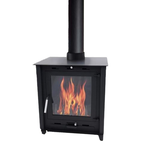 Monmobilierdesign – Poêle à bois à accumulation 12 kW – rendement 79 % – pour bûches de 45 cm – sortie fumées 150 mm – acier épais et durable