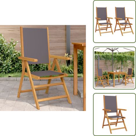 The Living Store Chaises de jardin lot de 2 anthracite bois acacia massif tissu - Chaise De Jardin - Fauteuil De Jardin - Mobilier De Jardin - Meubles De Jardin - Bois D'acacia (1/5)