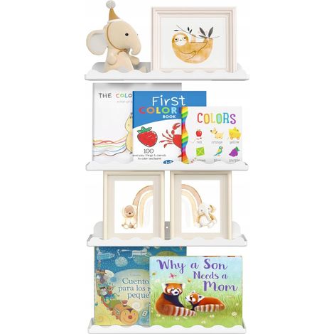 Mensole sospese per bambini, 4 pezzi, 38 × 8,6 × 4,5 cm, in plastica bianca. (1/3)